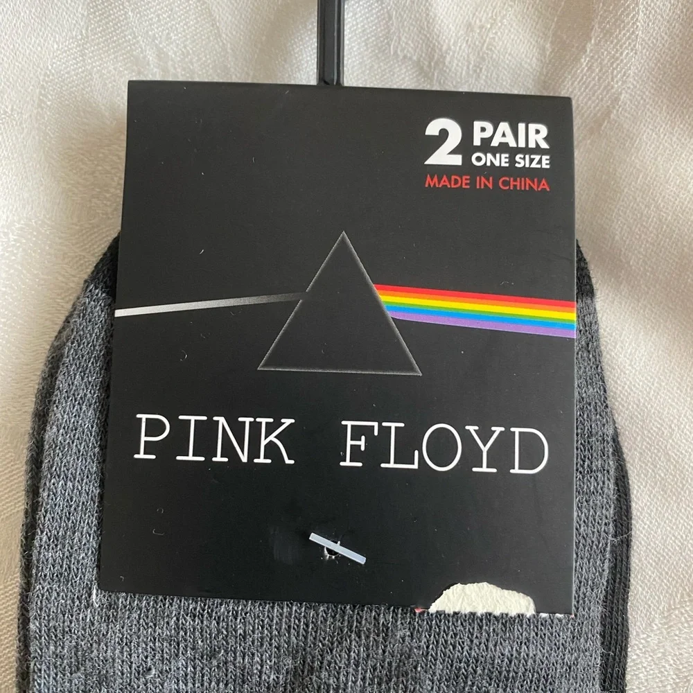 Pink Floyd Black and Gray Casual Socks 2 Pr NIP